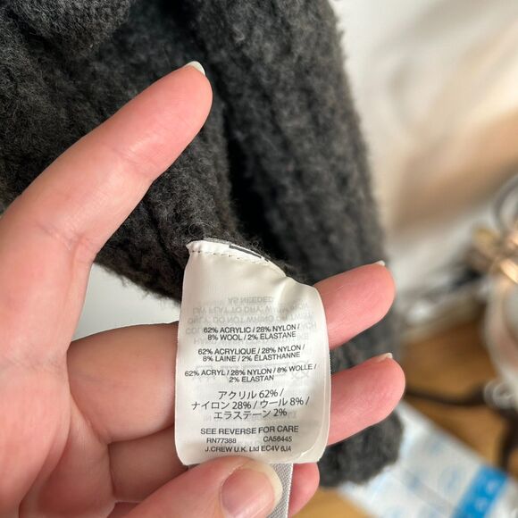 J. Crew Oversized Chunky Knit Ribbed Shawl Open Cardigan / Jacket Carbon - Picture 9 of 9